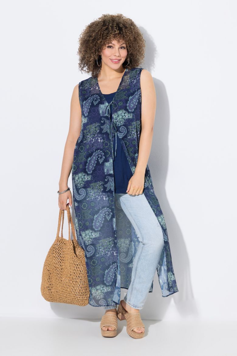 Plus size veliki brojevi Bluza bez rukava dužeg kroja na vezanje za punije