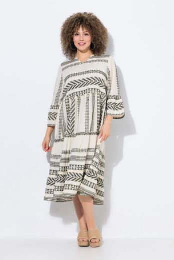 Plus size veliki brojevi Haljina 3/4 rukava A kroja za punije
