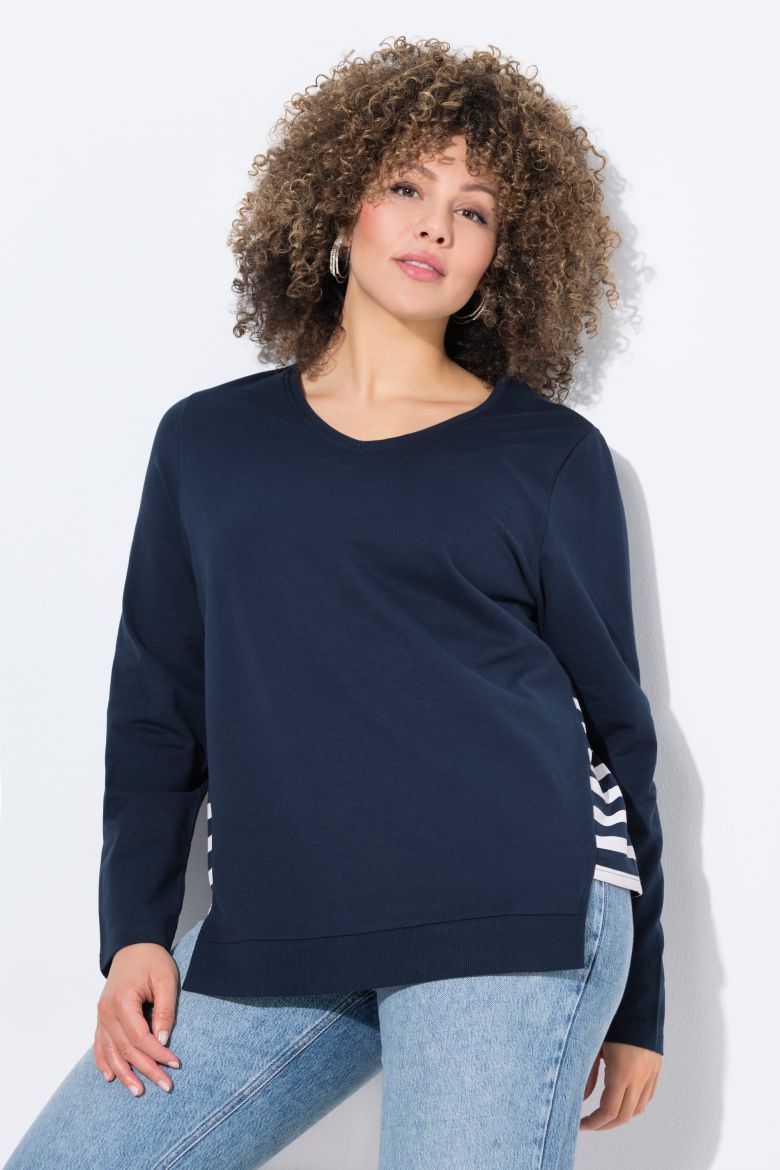 Plus size veliki brojevi Majica dugih rukava V ovratnika za punije