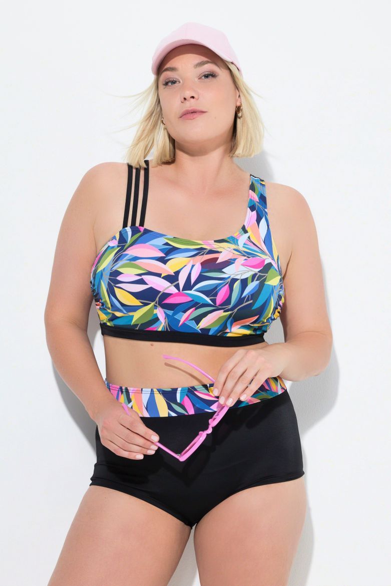 Plus size veliki brojevi Kupaći kostim dvodijelni s motivom lišća za punije