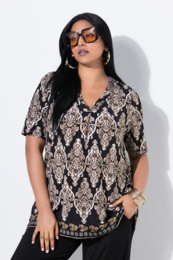 Plus size veliki brojevi Majica kratkih rukava V ovratnika za punije