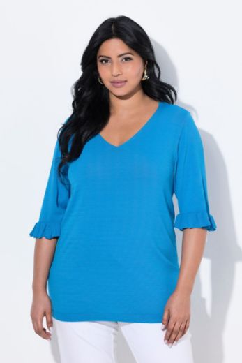 Plus size veliki brojevi Pulover polu rukava V ovratnika za punije