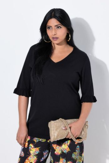 Plus size veliki brojevi Pulover polu rukava V ovratnika za punije