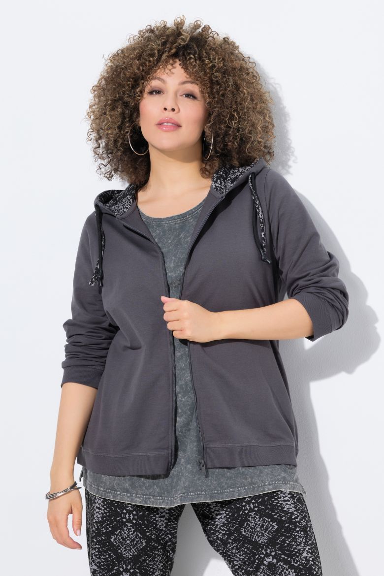 Plus size veliki brojevi Majica dugih rukava s kapuljačom i patanentim zatvaračem za punije
