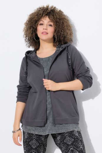 Plus size veliki brojevi Majica dugih rukava s kapuljačom i patanentim zatvaračem za punije