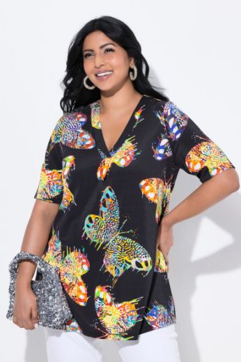 Plus size veliki brojevi Bluza kratkih rukava V ovratnika za punije