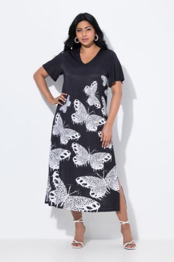 Plus size veliki brojevi Haljina midi kratkih rukava V ovratnika za punije