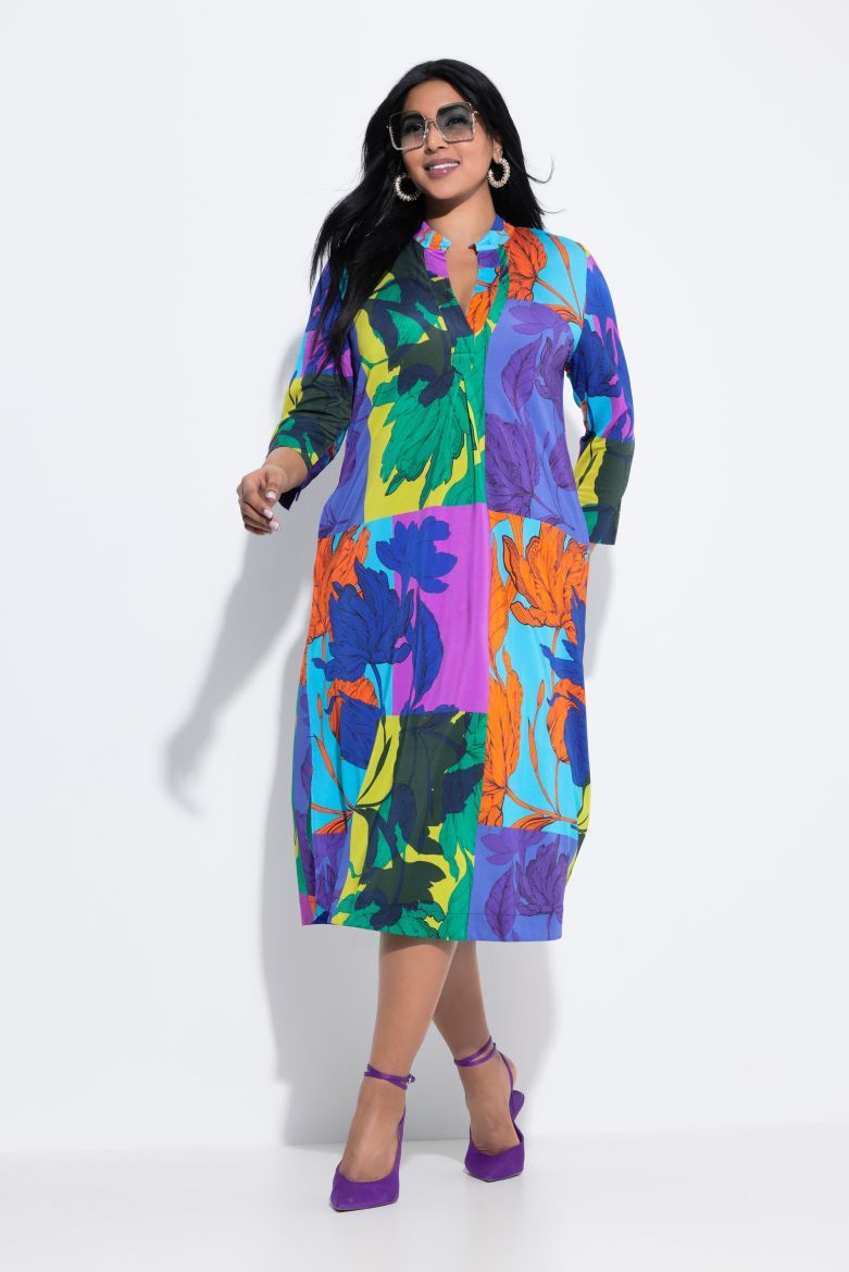 Plus size veliki brojevi Haljina midi 3/4 rukava za punije