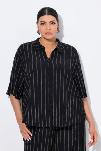 Plus size veliki brojevi Blusa polu rukava na pruge za punije