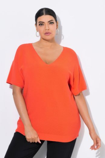 Plus size veliki brojevi Pulover kratkih rukava V ovratnika za punije