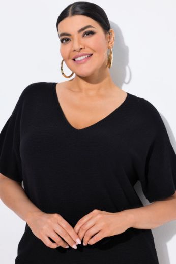 Plus size veliki brojevi Pulover kratkih rukava V ovratnika za punije