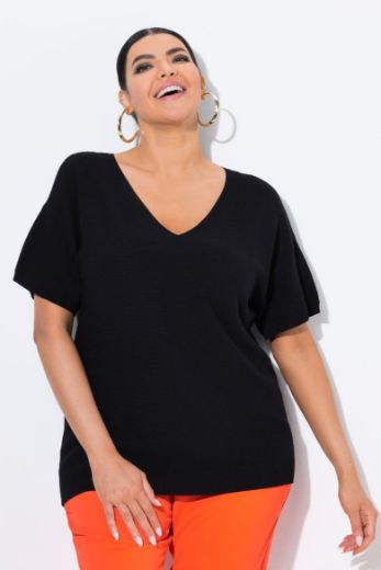 Plus size veliki brojevi Pulover kratkih rukava V ovratnika za punije