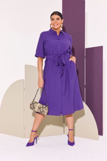 Plus size veliki brojevi Haljina midi A kroja za punije