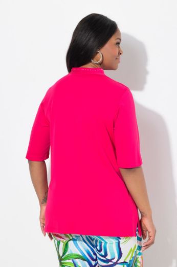 Plus size veliki brojevi Majica s ukrasima na ovratniku kratki rukavi za punije
