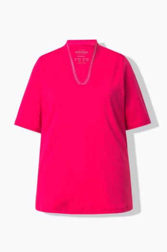 Plus size veliki brojevi Majica s ukrasima na ovratniku kratki rukavi za punije