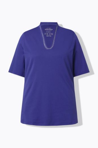 Plus size veliki brojevi Majica s ukrasima na ovratniku kratki rukavi za punije