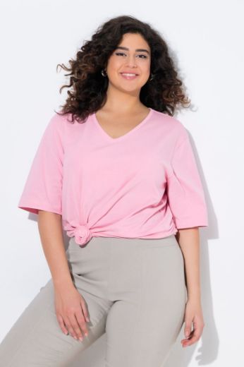 Plus size veliki brojevi Majica V izrez Basic za punije