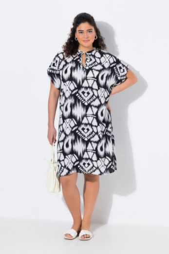 Plus size veliki brojevi Haljina kratkih rukava geometrijskog printa za punije