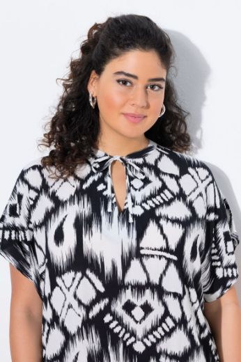 Plus size veliki brojevi Haljina kratkih rukava geometrijskog printa za punije