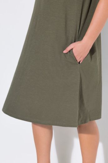 Plus size veliki brojevi Haljina Midi kratkih rukava A kroja za punije