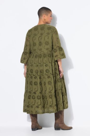 Plus size veliki brojevi Haljina maxi 3/4 rukava na volane za punije