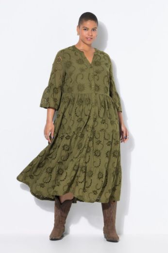 Plus size veliki brojevi Haljina maxi 3/4 rukava na volane za punije