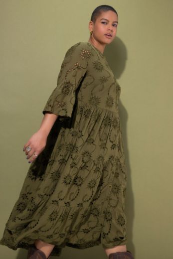 Plus size veliki brojevi Haljina maxi 3/4 rukava na volane za punije