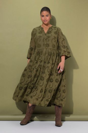 Plus size veliki brojevi Haljina maxi 3/4 rukava na volane za punije