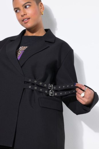 Plus size veliki brojevi Sako ravnog kroja s ukrasnim remenom za punije