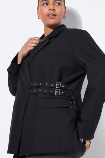 Plus size veliki brojevi Sako ravnog kroja s ukrasnim remenom za punije