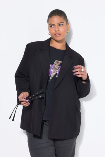 Plus size veliki brojevi Sako ravnog kroja s ukrasnim remenom za punije