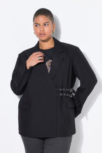 Plus size veliki brojevi Sako ravnog kroja s ukrasnim remenom za punije