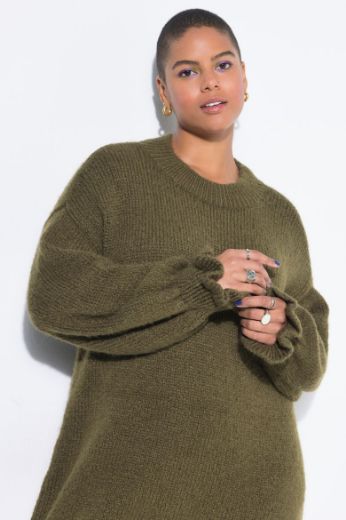 Plus size veliki brojevi Haljina dugih rukava šireg kroja za punije