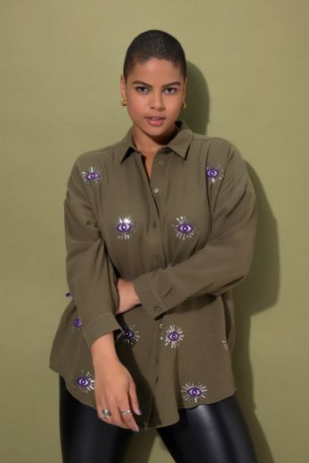 Plus size veliki brojevi Bluza dugih rukava s motivom oka za punije