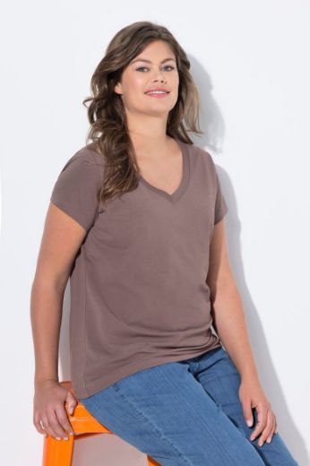 Plus size veliki brojevi Majica sa v izrezom i kratkih rukava za punije