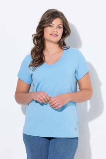 Plus size veliki brojevi Majica sa v izrezom i kratkih rukava za punije