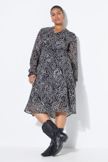 Plus size veliki brojevi Haljina midi dugih rukava za punije