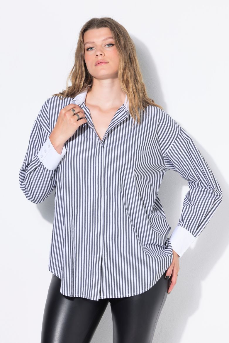Plus size veliki brojevi Košulja dugih rukava na pruge za punije