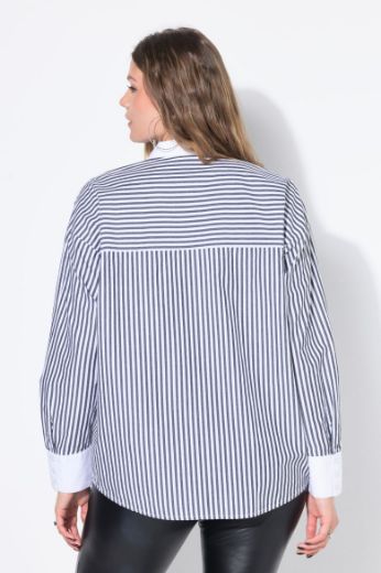 Plus size veliki brojevi Košulja dugih rukava na pruge za punije