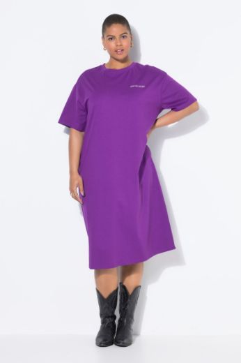 Plus size veliki brojevi Haljina midi kratih rukava šireg kroja za punije