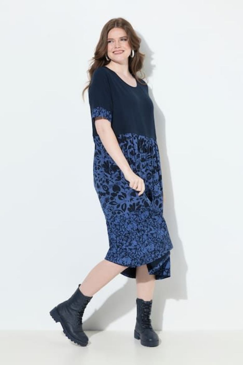 Plus size veliki brojevi Haljina kratkih rukava A kroja za punije
