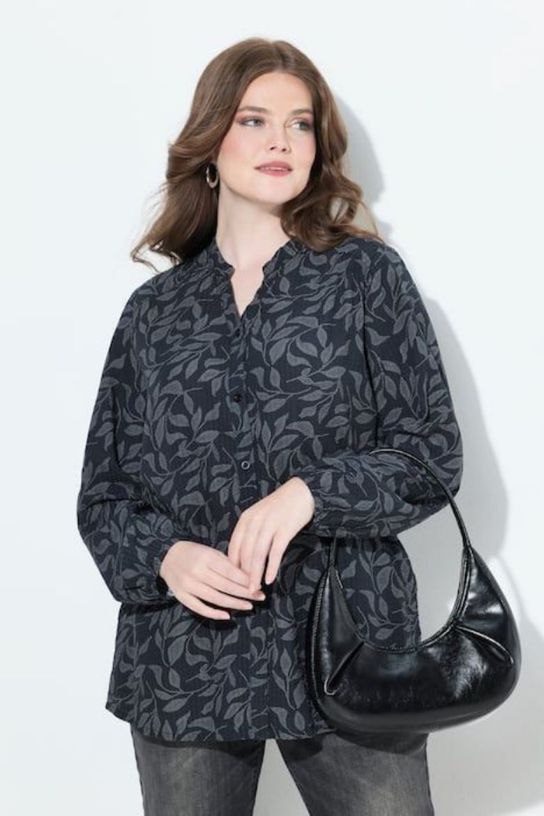 Plus size veliki brojevi Bluza dugih rukava V ovratnika za punije