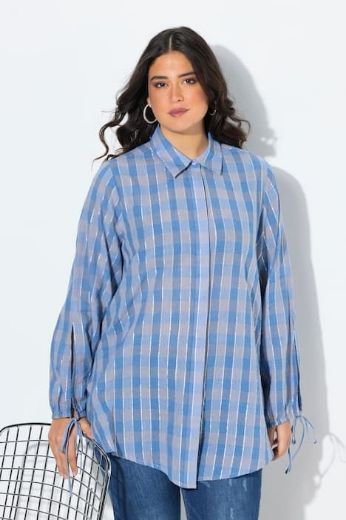 Plus size veliki brojevi Bluza dugih rukava karirana za punije