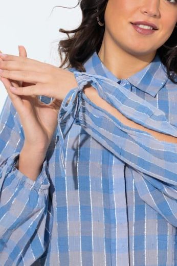 Plus size veliki brojevi Bluza dugih rukava karirana za punije