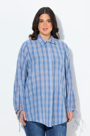 Plus size veliki brojevi Bluza dugih rukava karirana za punije