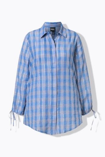 Plus size veliki brojevi Bluza dugih rukava karirana za punije