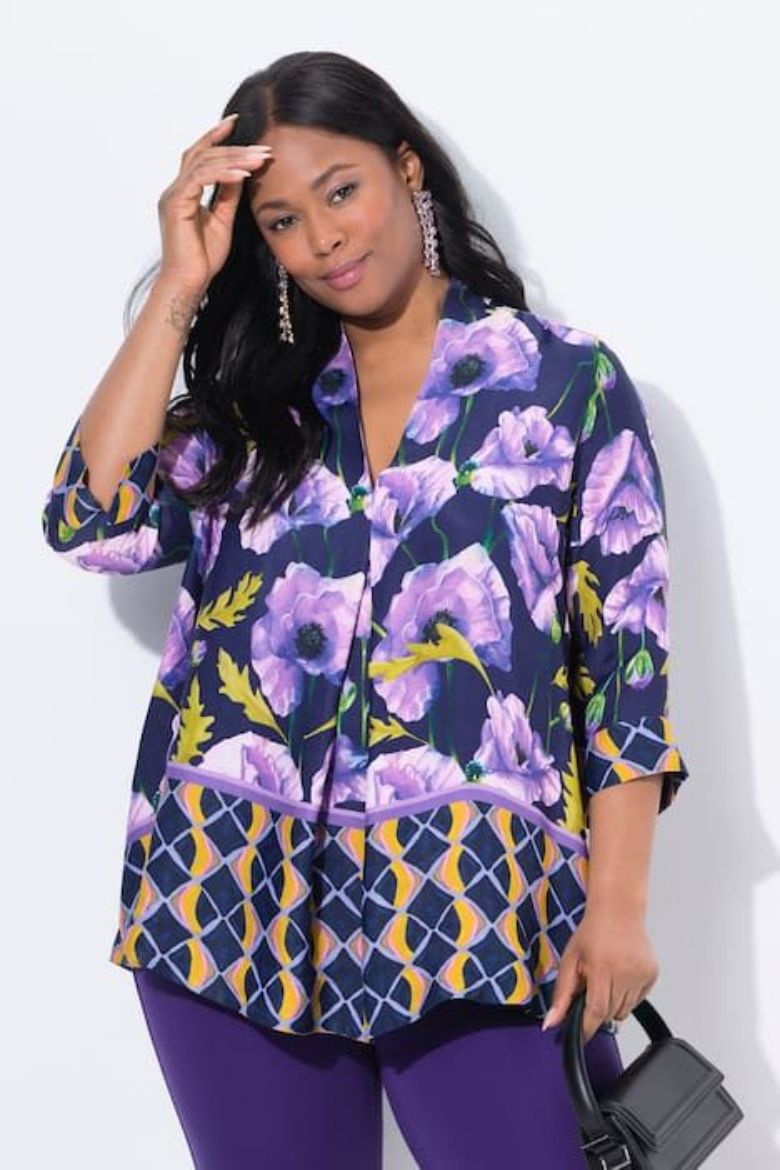 Plus size veliki brojevi Tunika 3/4 rukava A kroja za punije
