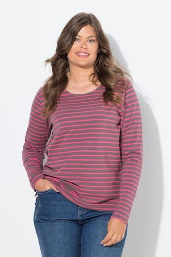 Plus size veliki brojevi Majica dugih rukava na pruge za punije