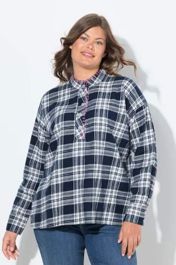 Plus size veliki brojevi Bluza dugih rukava karirana za punije