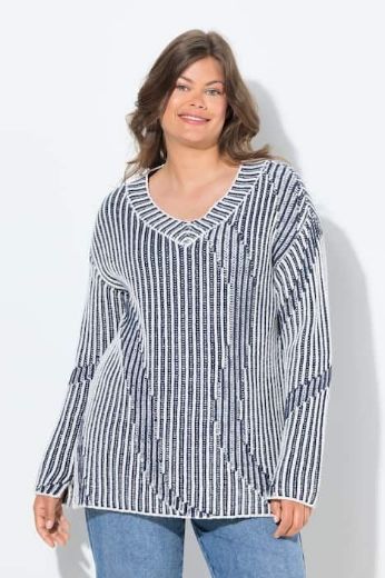 Plus size veliki brojevi Pulover dugih rukava V ovratnika za punije